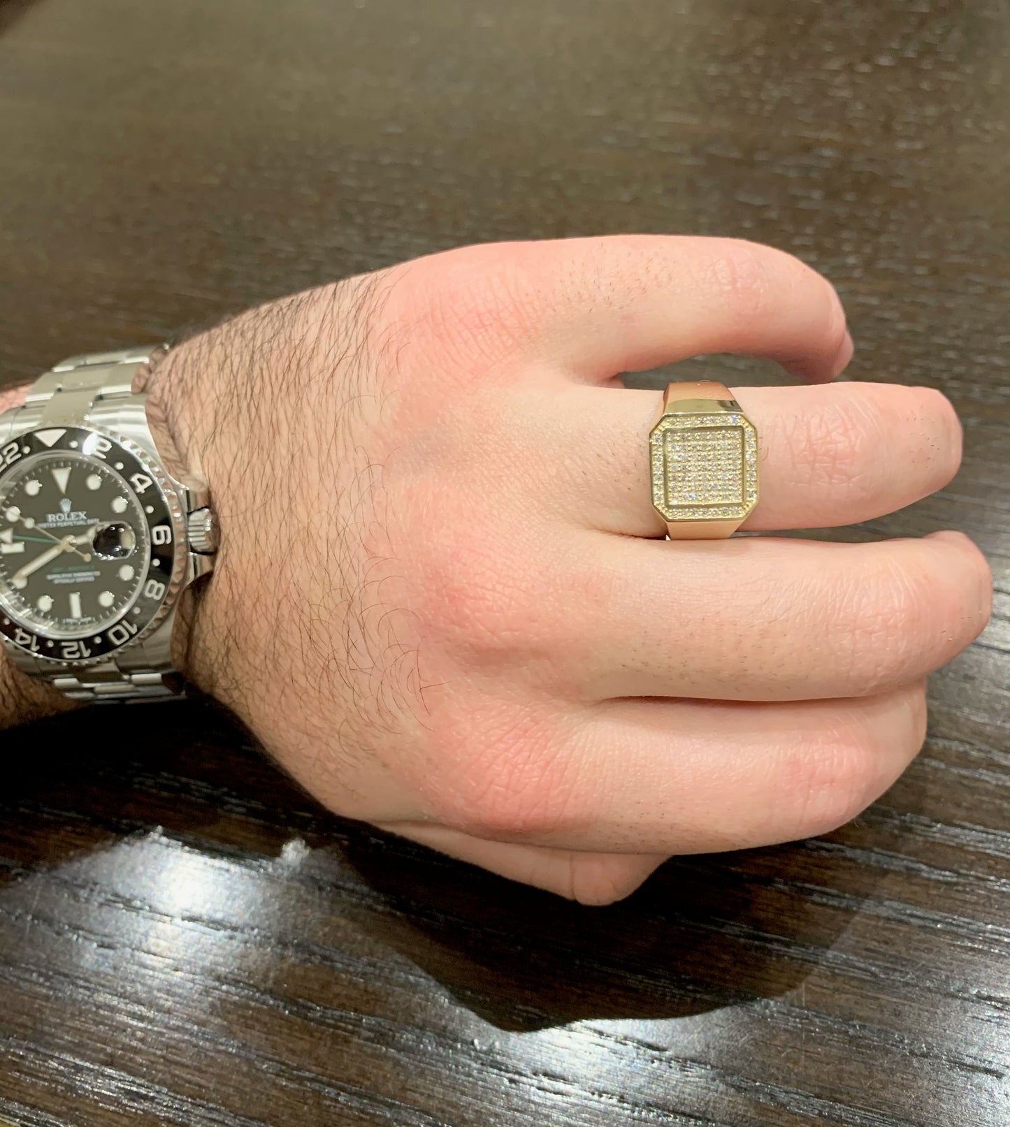 Cut-Edge Diamond Square Ring