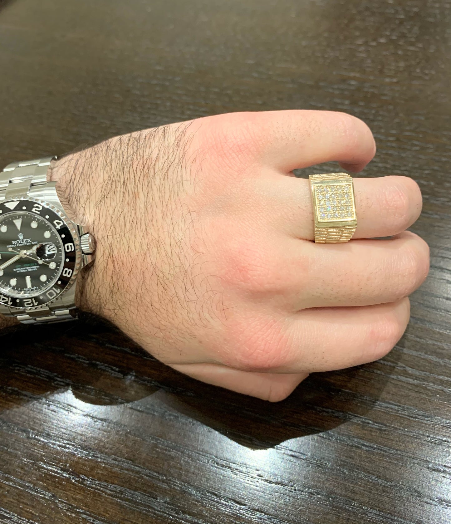 Square Diamond Ring With Faceted Band