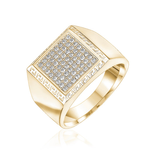 Square Diamond Ring With Greek Key Border